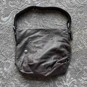 COACH Studded Gray Shoulder Bag